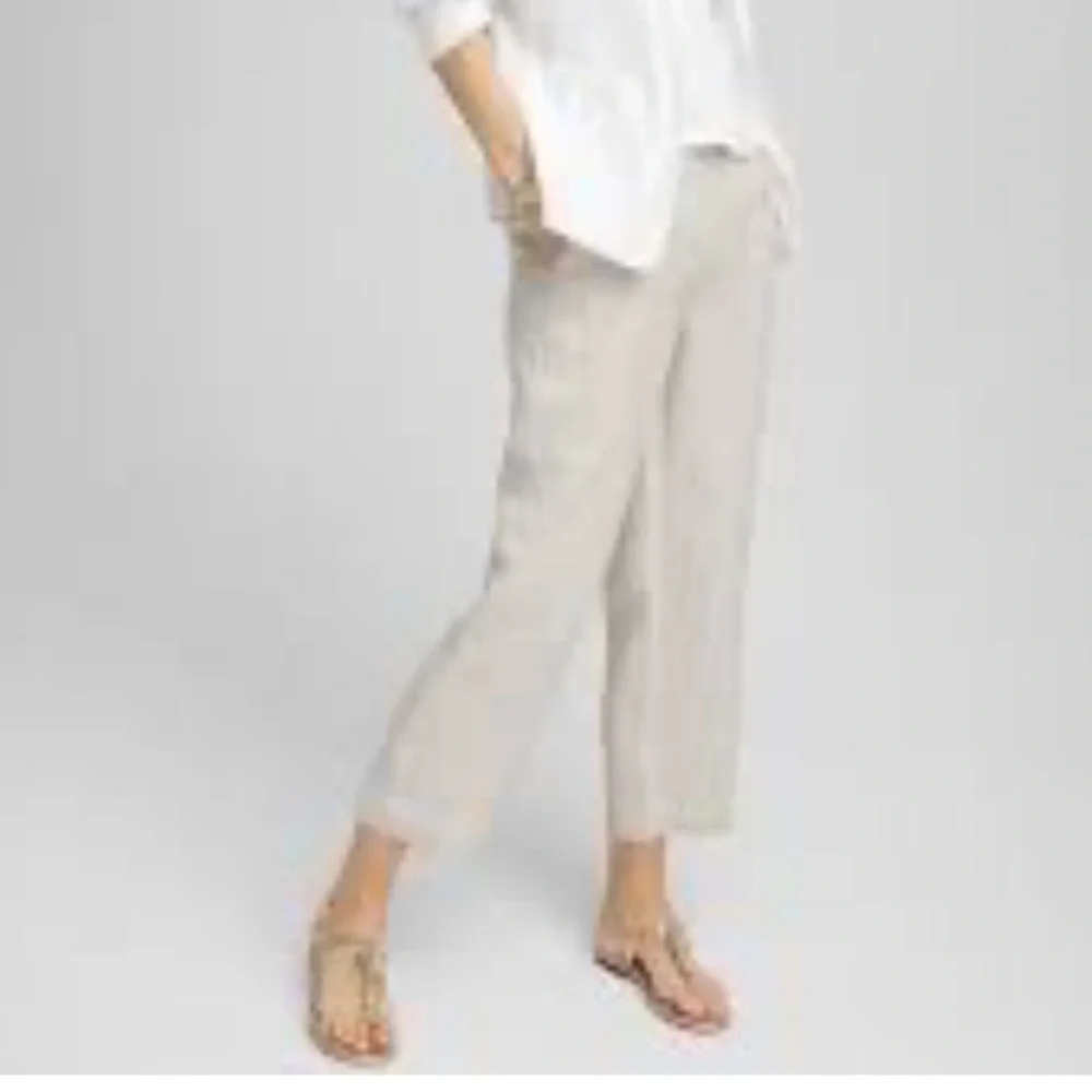 Chicos Linen High Rise Crop Cuffed Capris - Picture 1 of 9